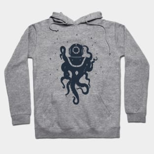 Creative Illustration With Octopus In Diving Helmet.  Adventure, And Nautical Hoodie